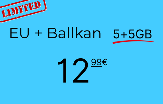 Teltrip eSIM EU and Balkans 5+5GB.