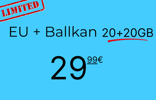 Teltrip eSIM EU and Balkans 20+20GB.